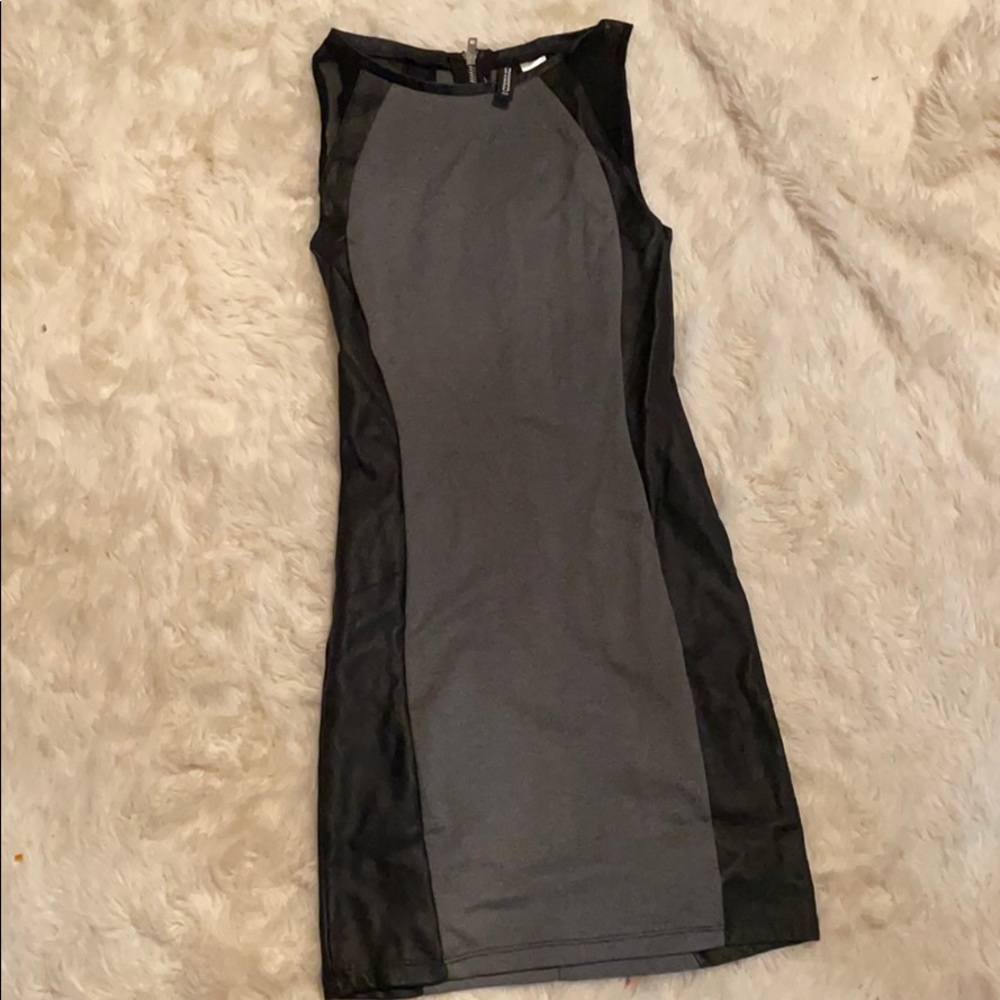 Pleather black and gray body con dress